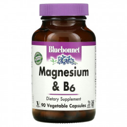 Bluebonnet Nutrition, магний и витамин B6, 90 вегетарианских капсул