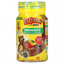 L'il Critters, Immune C, витамин С с цинком и витамином D, 60 жевательных таблеток