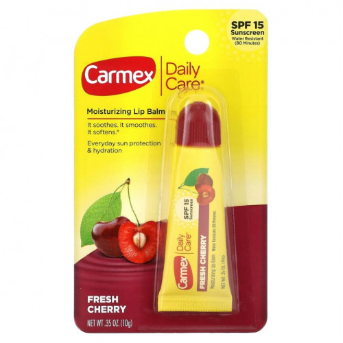 Carmex, Daily Care, увлажняющий бальзам для губ, вишня, SPF 15, 10 г (0,35 унции)