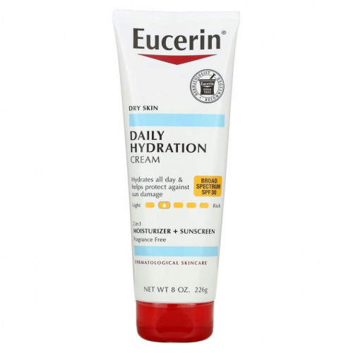 Eucerin, ежедневный увлажняющий крем, SPF 30, без отдушек, 226 г (8 унций)