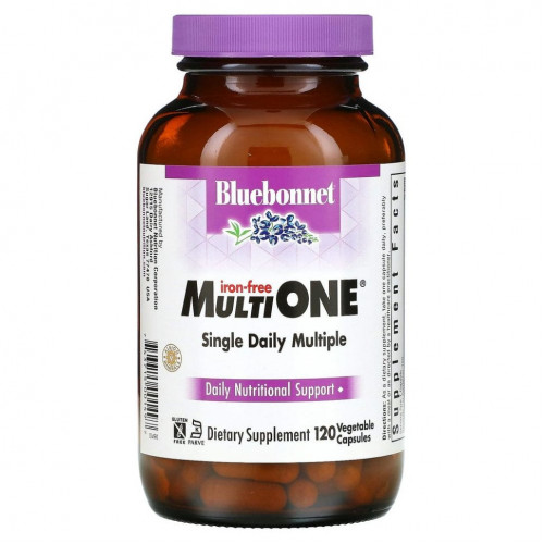 Bluebonnet Nutrition, Multi One, Single Daily Multiple, без железа, 120 растительных капсул