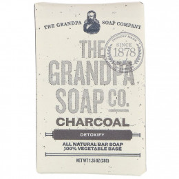 The Grandpa Soap Co., Брусковое мыло для лица и тела, детокс, древесный уголь, 38 г (1,35 унции)