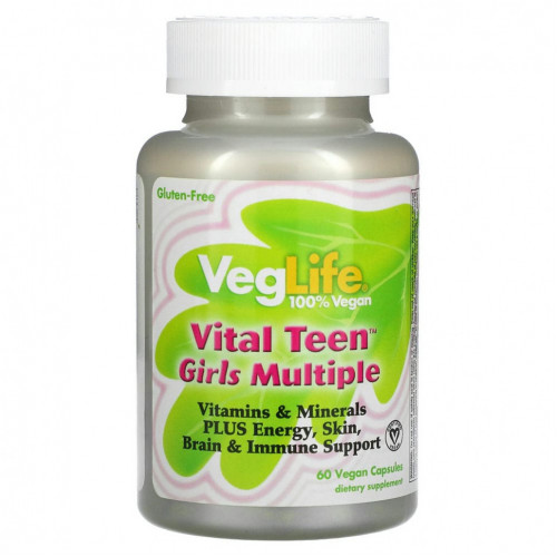 VegLife, Vital Teen Girls Multiple, 60 веганских капсул