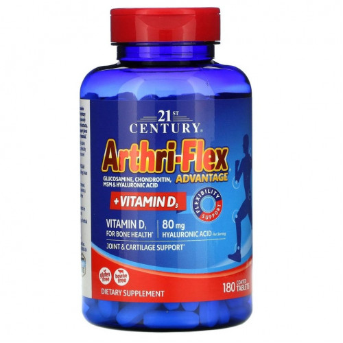 21st Century, Arthri-Flex Advantage с витамином D3, 180 таблеток, покрытых оболочкой