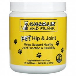 Charlie & Frank, PET Hip Joint, для кошек и собак, 120 мягких жевательных таблеток