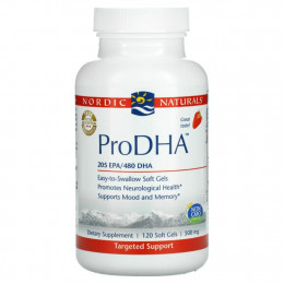 Nordic Naturals, ProDHA, клубничный вкус, 240 мг, 120 мягких таблеток