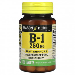 Mason Natural, витамин В1, 250 мг, 100 таблеток