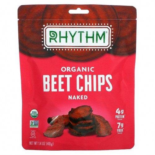 Rhythm Superfoods, Органические свекольные чипсы, без добавок, 40 г (1,4 унции)