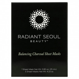 Radiant Seoul, тканевые маски с древесным углем для восстановления баланса, 5 шт., 25 мл (0,85 унции) каждая