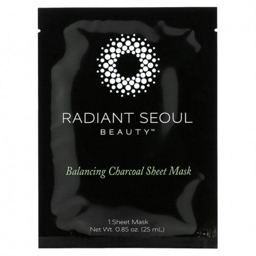 Radiant Seoul, тканевые маски с древесным углем для восстановления баланса, 5 шт., 25 мл (0,85 унции) каждая