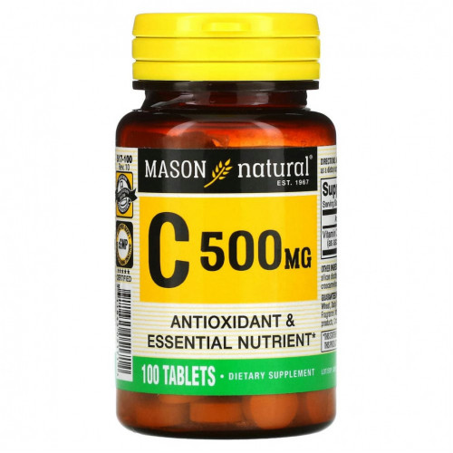 Mason Natural, витамин C, 500 мг, 100 таблеток