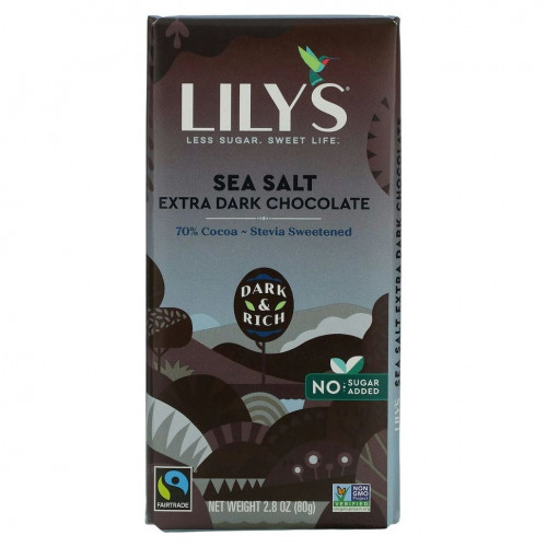 Lily's Sweets, темный шоколад, с морской солью, 70% какао, 80 г (2,8 унции)