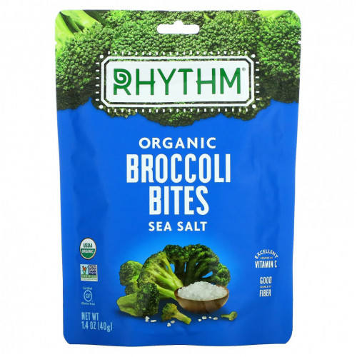 Rhythm Superfoods, Органическая брокколи, морская соль, 40 г (1,4 унции)