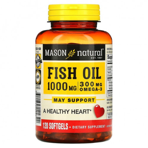 Mason Natural, рыбий жир, 1000 мг, 120 капсул