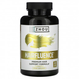 Zhou Nutrition, Hairfluence, премиум-формула роста волос, 60 вегетарианских капсул