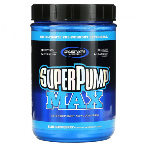 Gaspari Nutrition, SuperPump Max, синий малиновый лед, 640 г (1,41 фунта)