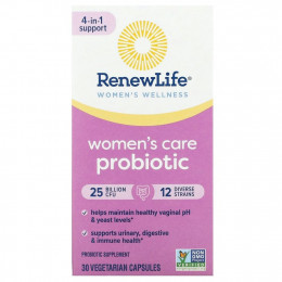 Renew Life, Ultimate Flora, пробиотик Women's Care для женского здоровья, 25 млрд живых культур, 30 вегетарианских капсул