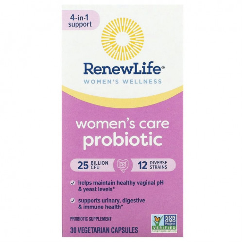 Renew Life, Ultimate Flora, пробиотик Women's Care для женского здоровья, 25 млрд живых культур, 30 вегетарианских капсул