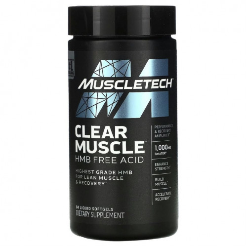 Muscletech, Clear Muscle, HMB, свободная кислота, 84 капсулы с жидкостью