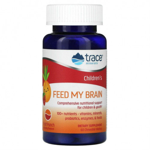 Trace Minerals ®, Feed My Brain, для детей, со вкусом фруктового пунша, 60 жевательных вафель