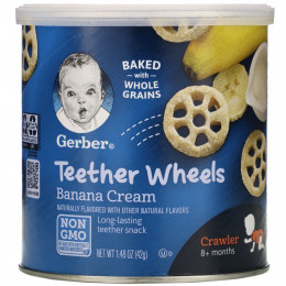 Gerber, Teether Wheels, от 8 месяцев, банановый крем, 42 г (1,48 унции)