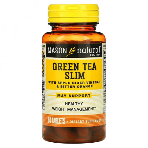 Mason Natural, Green Tea Slim с яблочным уксусом и горьким апельсином, 60 таблеток