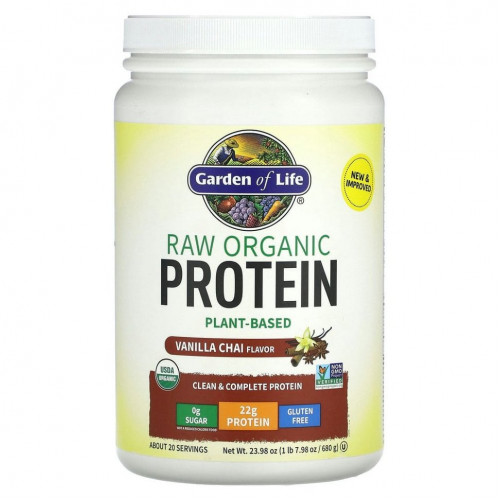 Garden of Life, RAW Organic Protein, формула из органических растений, ванильный чай, 580 г (20,45 унции)