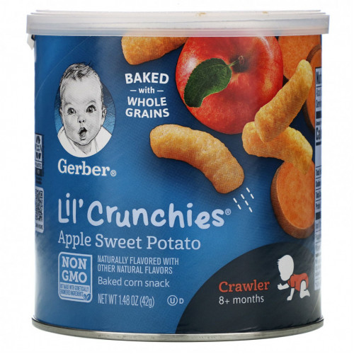 Gerber, Lil 'Crunchies, палочки для малышей от 8 месяцев, яблоко и батат, 42 г (1,48 унции)