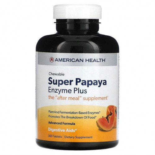 American Health, Super Papaya Enzyme Plus, жевательные таблетки с ферментами, 360 шт.