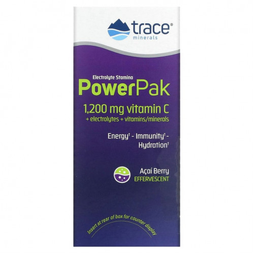 Trace Minerals ®, электролит для повышения выносливости, PowerPak, со вкусом ягод асаи, 30 пакетиков по 5,2 г (0,18 унции)