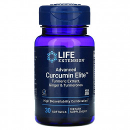 Life Extension, Advanced Curcumin Elite, экстракт куркумы, имбирь и турмероны, 30 капсул