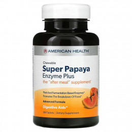 American Health, Super Papaya Enzyme Plus, 180 жевательных таблеток