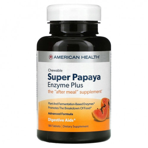 American Health, Super Papaya Enzyme Plus, 180 жевательных таблеток