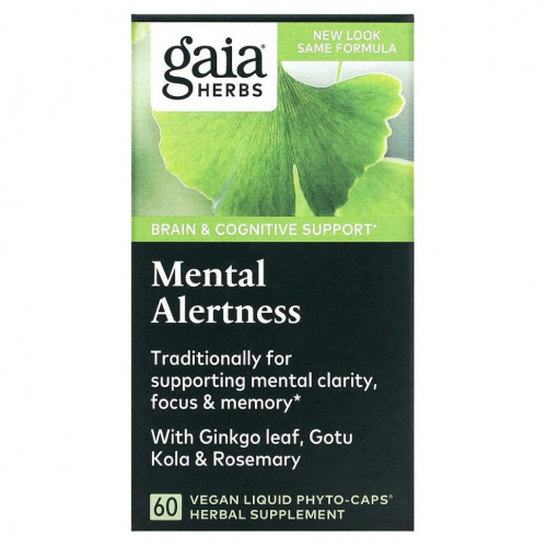 Gaia Herbs, DailyWellness, живость ума, 60 вегетарианских капсул