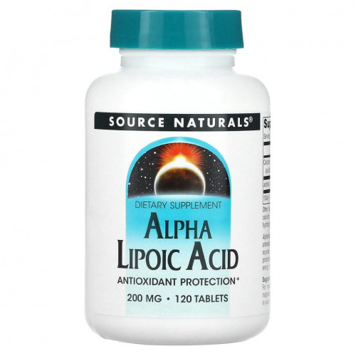 Source Naturals, альфа-липоевая кислота, 200 мг, 120 таблеток