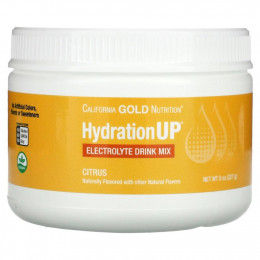 California Gold Nutrition, HydrationUP, порошок для приготовления электролитического напитка, со вкусом цитруса, 227 г (8 унций)