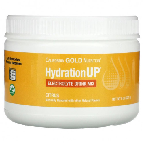 California Gold Nutrition, HydrationUP, порошок для приготовления электролитического напитка, со вкусом цитруса, 227 г (8 унций)