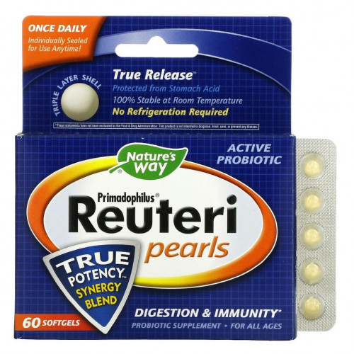 Nature's Way, Primadophilus Reuteri Pearls, 60 капсул