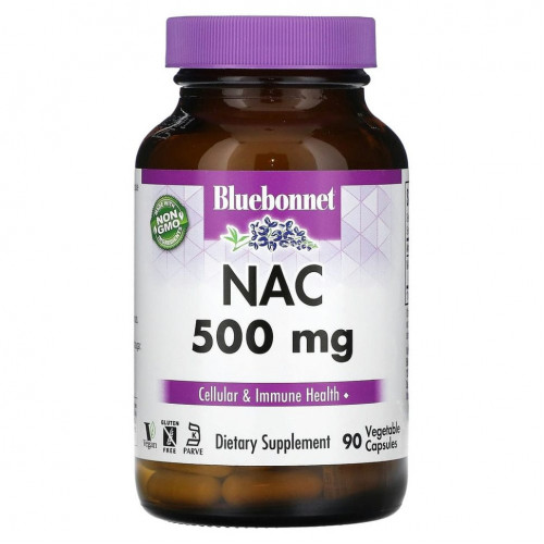 Bluebonnet Nutrition, NAC, 500 мг, 90 растительных капсул