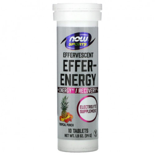 NOW Foods, Sports, Effer-Energy, тропический пунш, 10 таблеток, 54 г (1,9 унции)