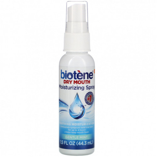 Biotene Dental Products, Увлажняющий спрей для сухого рта, нежная мята, 44,3 мл (1,5 жидк. Унции)