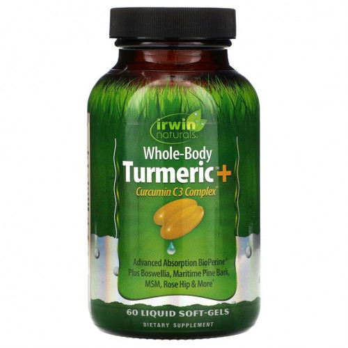 Irwin Naturals, Whole-Body Turmeric+, куркума, 60 капсул с жидкостью