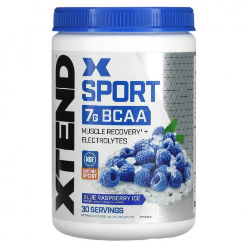 Xtend, Sport, 7 г аминокислот с разветвленной цепью (BCAA), со вкусом голубой малины, 345 г (12,2 унции)