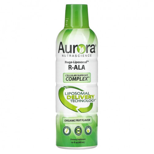 Aurora Nutrascience, Mega-Liposomal R-ALA, R-альфа липоевая кислота, со вкусом органических фруктов, 480 мл (16 жидк. унций)