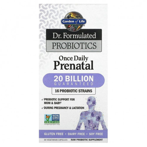 Garden of Life, Dr. Formulated Probiotics, пробиотики, одна таблетка в день во время беременности, 30 вегетарианских капсул