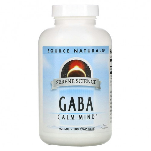 Source Naturals, ГАМК, успокаивающее средство, 750 мг, 180 капсул