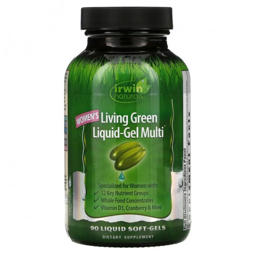 Irwin Naturals, Мультивитамины для женщин «Living Green», 90 гелевых капсул