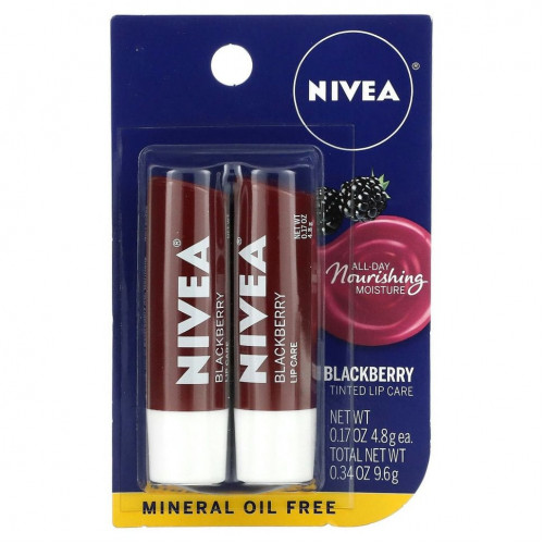 Nivea, Тонирующее средство для губ, ежевика, 2 пакетика, по 4,8 г (0,17 унции)