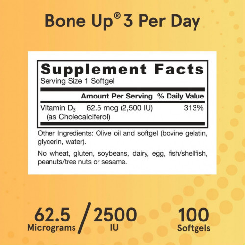 Jarrow Formulas, Витамин D3, холекальциферол, 2500 МЕ, 100 мягких желатиновых капсул