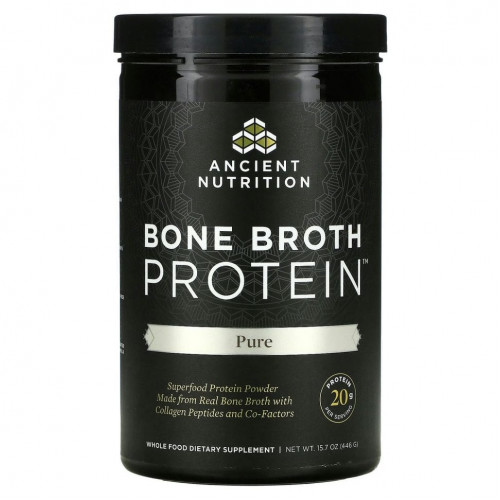 Dr. Axe / Ancient Nutrition, Bone Broth Protein, чистый протеиновый порошок, 446 г (15,7 унции)